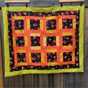 Cheerful Chilli Peppers 🌶️ Handmade Patchwork Quilt
